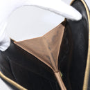 CHANEL Choco Bar Clutch Bag Lamb Skin Black Gold CC Auth 206033V-19