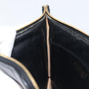 CHANEL Choco Bar Clutch Bag Lamb Skin Black Gold CC Auth 206033V-20
