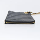 CHANEL Choco Bar Clutch Bag Lamb Skin Black Gold CC Auth 206033V-4