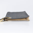 CHANEL Choco Bar Clutch Bag Lamb Skin Black Gold CC Auth 206033V-5