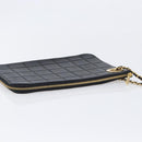CHANEL Choco Bar Clutch Bag Lamb Skin Black Gold CC Auth 206033V-6