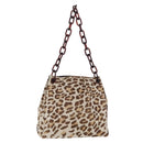 PRADA Plastic Chain Shoulder Bag Harako leather Beige Silver Auth 206034V-1