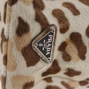PRADA Plastic Chain Shoulder Bag Harako leather Beige Silver Auth 206034V-19