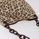 PRADA Plastic Chain Shoulder Bag Harako leather Beige Silver Auth 206034V-14