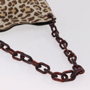 PRADA Plastic Chain Shoulder Bag Harako leather Beige Silver Auth 206034V-8