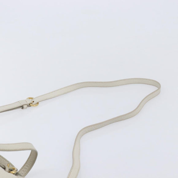 Miu Miu Tote Bag Leather 2way White Gold Auth 206037A
