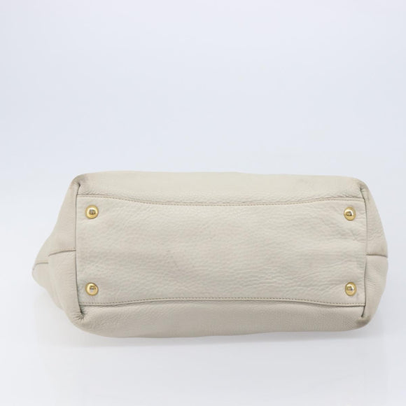 Miu Miu Tote Bag Leather 2way White Gold Auth 206037A