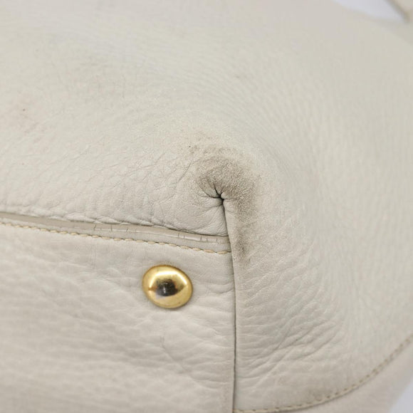Miu Miu Tote Bag Leather 2way White Gold Auth 206037A