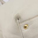 Miu Miu Tote Bag Leather 2way White Gold Auth 206037A-19