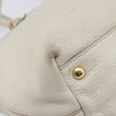 Miu Miu Tote Bag Leather 2way White Gold Auth 206037A-21