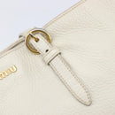 Miu Miu Tote Bag Leather 2way White Gold Auth 206037A-23