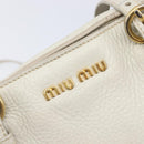 Miu Miu Tote Bag Leather 2way White Gold Auth 206037A-24