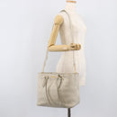 Miu Miu Tote Bag Leather 2way White Gold Auth 206037A-32