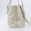 Miu Miu Tote Bag Leather 2way White Gold Auth 206037A-4