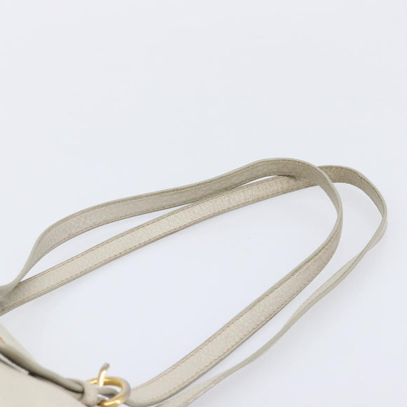 Miu Miu Tote Bag Leather 2way White Gold Auth 206037A