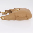 Miu Miu Shoulder Bag Leather Beige Gold Auth 206041V-6