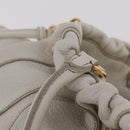 PRADA Hand Bag Leather 2way White Gold Auth 206042V-16