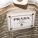 PRADA Hand Bag Leather 2way White Gold Auth 206042V-23