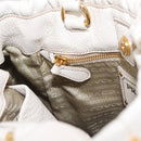 PRADA Hand Bag Leather 2way White Gold Auth 206042V-26