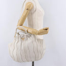PRADA Hand Bag Leather 2way White Gold Auth 206042V-28