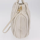 PRADA Hand Bag Leather 2way White Gold Auth 206042V-3