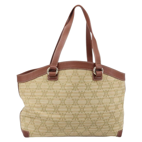 CELINE Macadam Canvas Tote Bag Beige Gold Auth 206043V