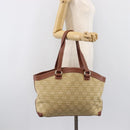 CELINE Macadam Canvas Tote Bag Beige Gold Auth 206043V-23