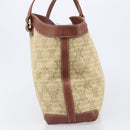 CELINE Macadam Canvas Tote Bag Beige Gold Auth 206043V-3