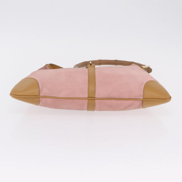 GUCCI Bamboo Jackie Shoulder Bag Suede Pink Gold 001 4060 Auth 206044A