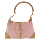 GUCCI Bamboo Jackie Shoulder Bag Suede Pink Gold 001 4060 Auth 206044A-2
