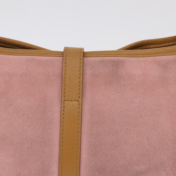 GUCCI Bamboo Jackie Shoulder Bag Suede Pink Gold 001 4060 Auth 206044A