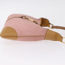 GUCCI Bamboo Jackie Shoulder Bag Suede Pink Gold 001 4060 Auth 206044A-5