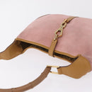 GUCCI Bamboo Jackie Shoulder Bag Suede Pink Gold 001 4060 Auth 206044A-7