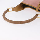GUCCI Bamboo Jackie Shoulder Bag Suede Pink Gold 001 4060 Auth 206044A-8
