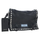 PRADA Shoulder Bag Leather 2way Black Silver Auth 206046V-1