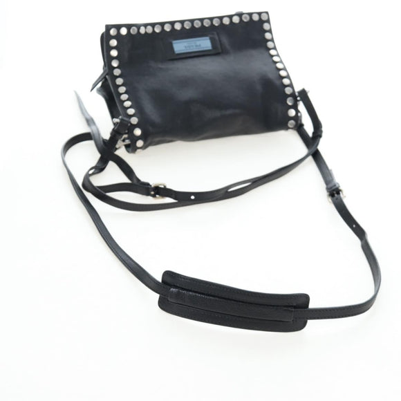 PRADA Shoulder Bag Leather 2way Black Silver Auth 206046V