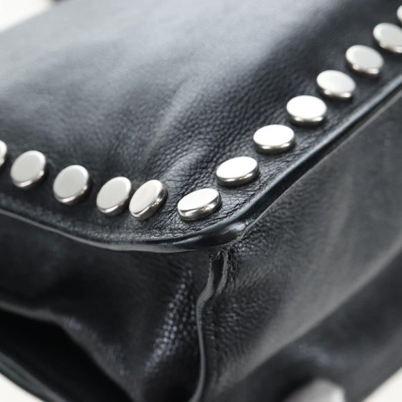 PRADA Shoulder Bag Leather 2way Black Silver Auth 206046V