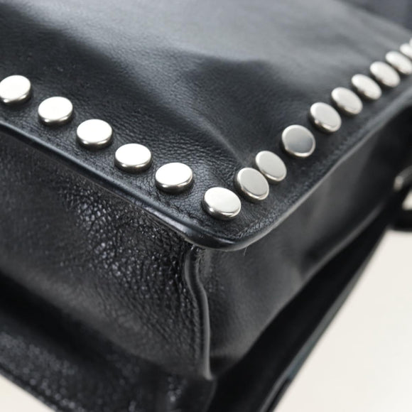 PRADA Shoulder Bag Leather 2way Black Silver Auth 206046V