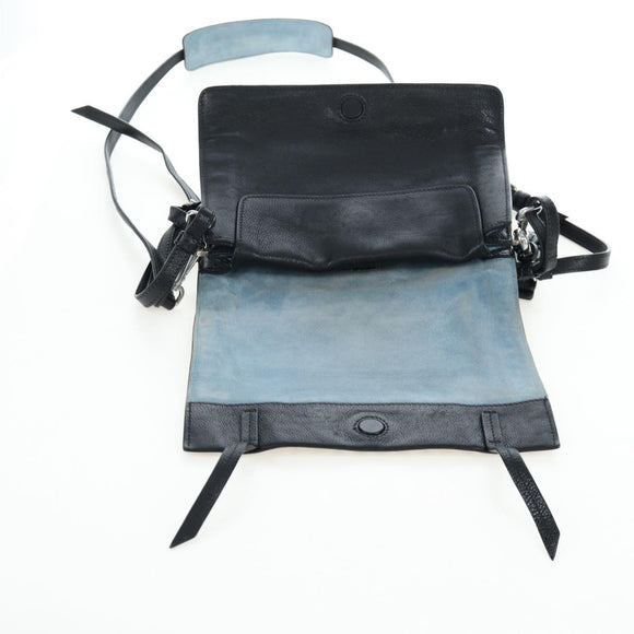 PRADA Shoulder Bag Leather 2way Black Silver Auth 206046V