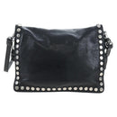 PRADA Shoulder Bag Leather 2way Black Silver Auth 206046V-2