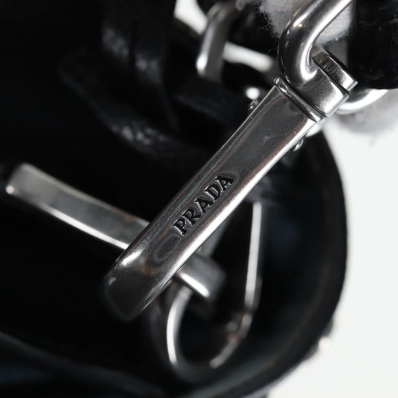 PRADA Shoulder Bag Leather 2way Black Silver Auth 206046V