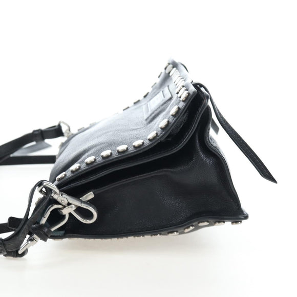 PRADA Shoulder Bag Leather 2way Black Silver Auth 206046V