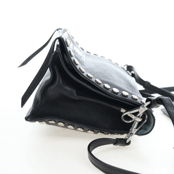 PRADA Shoulder Bag Leather 2way Black Silver Auth 206046V