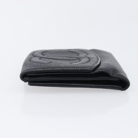 CHANEL COCO Mark Wallet Caviar Skin Black Silver CC Auth 206048