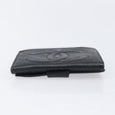 CHANEL COCO Mark Wallet Caviar Skin Black Silver CC Auth 206048-5