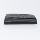 CHANEL COCO Mark Wallet Caviar Skin Black Silver CC Auth 206048-6