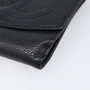 CHANEL COCO Mark Wallet Caviar Skin Black Silver CC Auth 206048-7