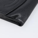 CHANEL COCO Mark Wallet Caviar Skin Black Silver CC Auth 206048-14
