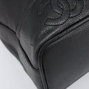 CHANEL Triple COCO Mark Shoulder Bag Caviar Skin Black Gold CC Auth 206050V-12