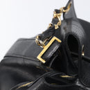 CHANEL Triple COCO Mark Shoulder Bag Caviar Skin Black Gold CC Auth 206050V-15